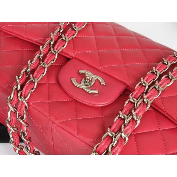 Rose Red Chanel A28600 Flap Borse Agnello Con Shw