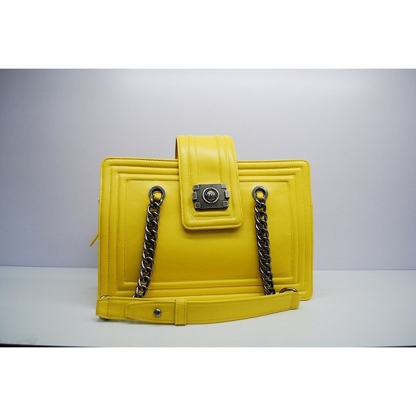 A66708 Chanel Bag Boy Vitello Giallo Limone Con Shw Vintage