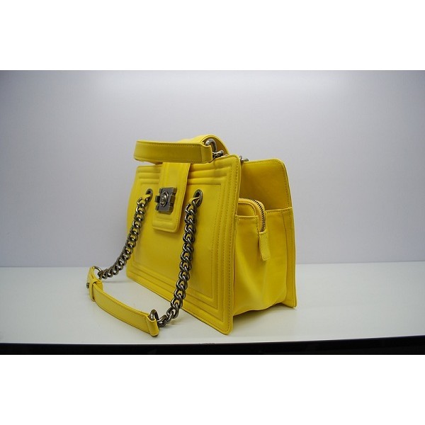 A66708 Chanel Bag Boy Vitello Giallo Limone Con Shw Vintage