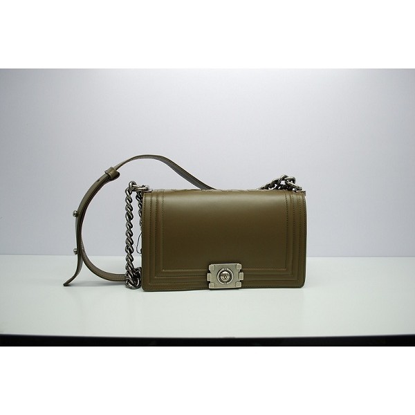 A66713 Chanel Bag Boy Vitello Verde Scuro Con Vintage Argento Hw