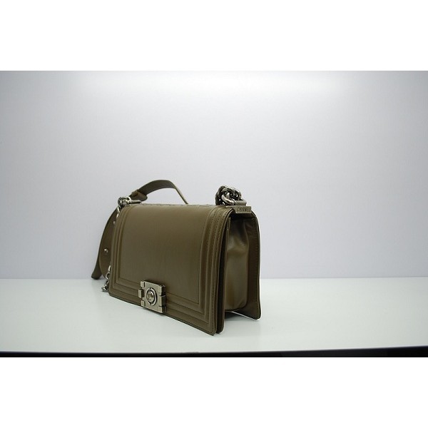 A66713 Chanel Bag Boy Vitello Verde Scuro Con Vintage Argento Hw