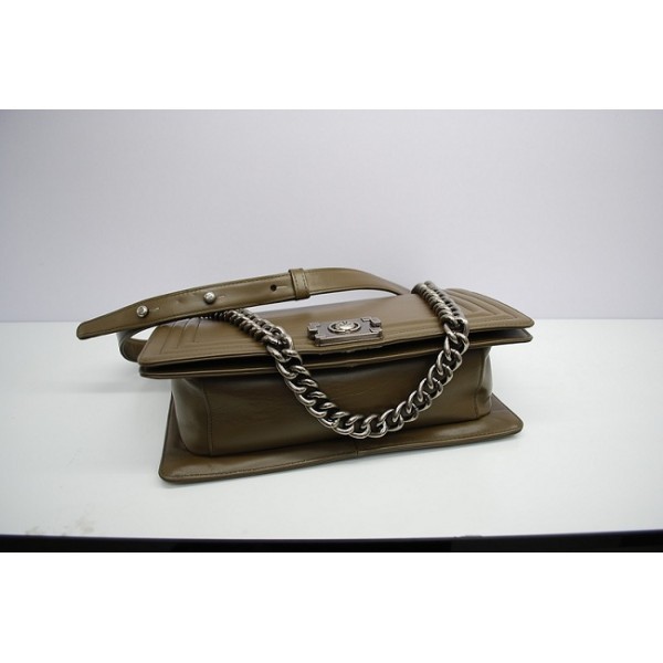 Boy Chanel A66711 Borsa In Pelle Di Vacchetta Con Verde Scuro Vi