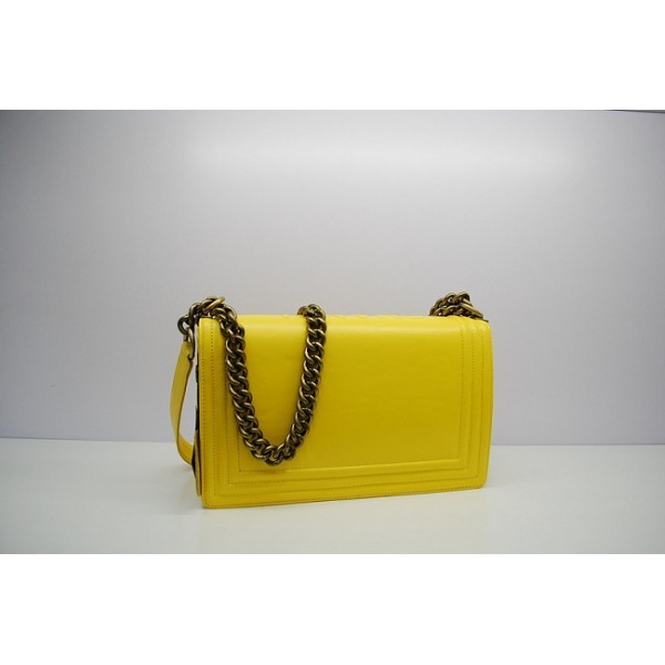 Boy Chanel Borsa A66711 Giallo Limone Vitello Vintage Con Ghw