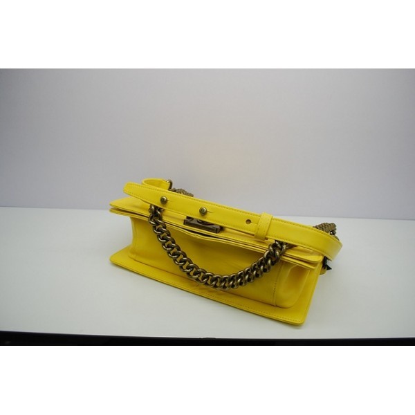 Boy Chanel Borsa A66711 Giallo Limone Vitello Vintage Con Ghw