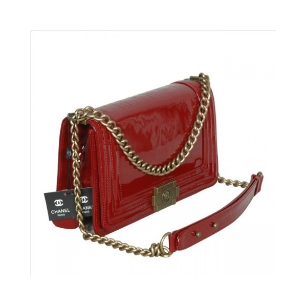 Chanel 2011 Borse Flap In Red Boy Pelle Con Brass Hw