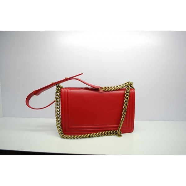 Chanel A66711 Flap Borse In Pelle Di Vitello Rosso Con Ghw Boy I