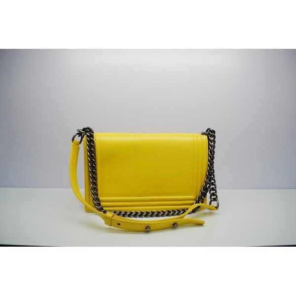 Chanel In Pelle Di Vitello A66711 Bag Boy Limone Giallo Con Shw