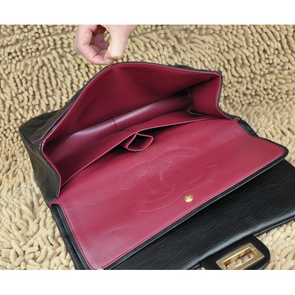 A28668 Chanel Classic Flap Bag In Pelle Di Vitello Nera Con Fini