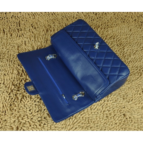Borse Chanel Flap A01113 Agnello Blu Con Hardware In Argento