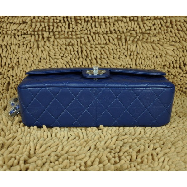 Borse Chanel Flap A01113 Agnello Blu Con Hardware In Argento