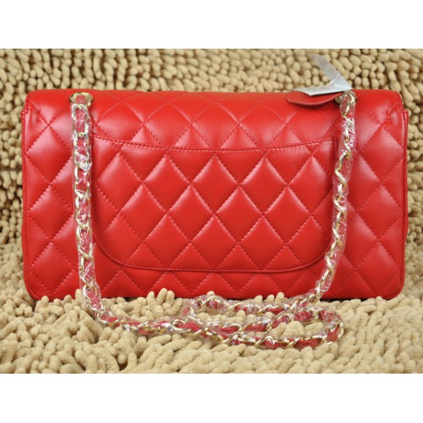 Borse Chanel Flap A01113 Agnello Rosso Con Hardware Oro