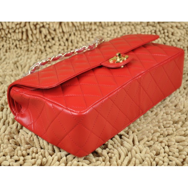 Borse Chanel Flap A01113 Agnello Rosso Con Hardware Oro