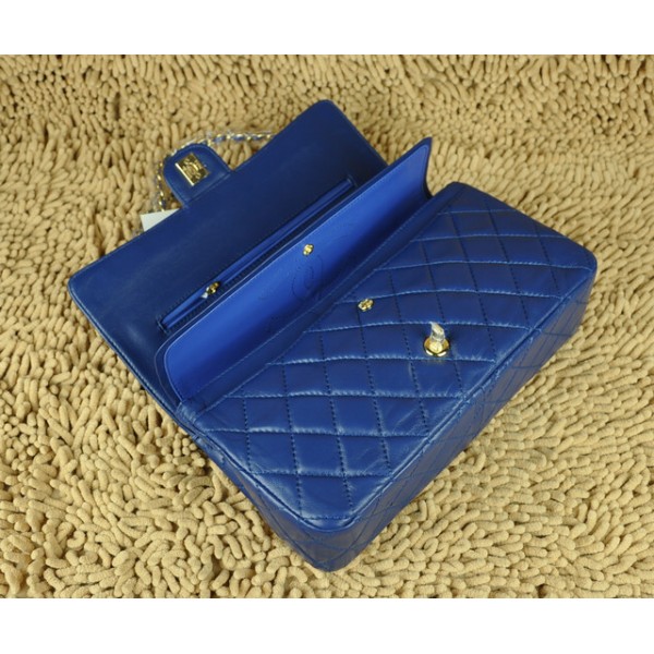 Chanel A01113 Blu Flap Borse Agnello Con Hardware Oro