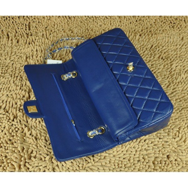 Chanel A01113 Blu Flap Borse Agnello Con Hardware Oro