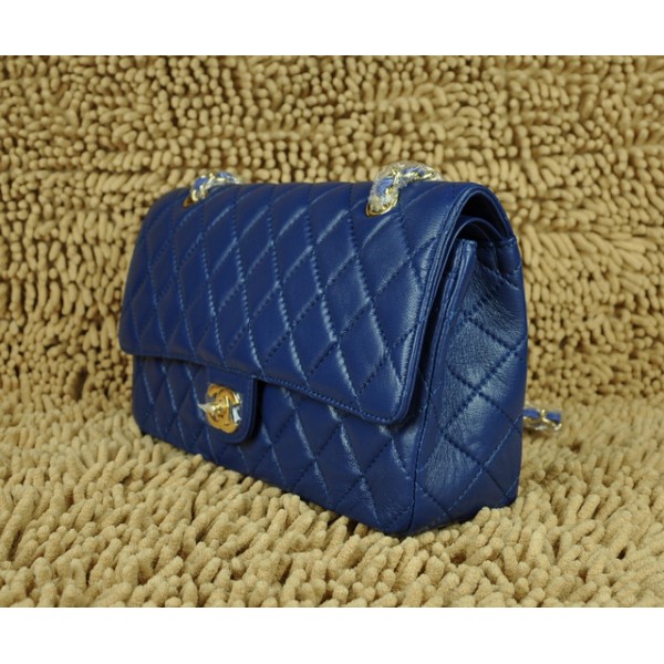 Chanel A01113 Blu Flap Borse Agnello Con Hardware Oro