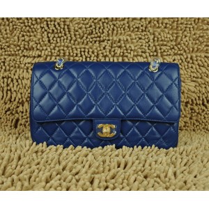 Chanel A01113 Blu Flap Borse Agnello Con Hardware Oro