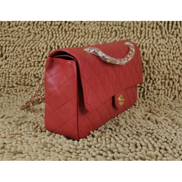 Chanel A01113 Borse Classic Flap Caviar Red Con Hardware Oro