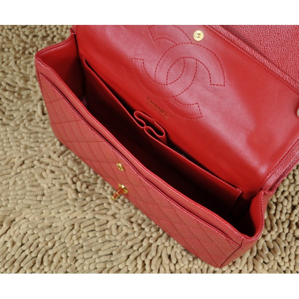 Chanel A01113 Borse Classic Flap Caviar Red Con Hardware Oro