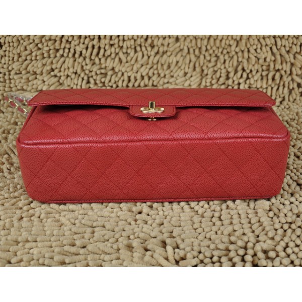 Chanel A01113 Borse Classic Flap Caviar Red Con Hardware Oro