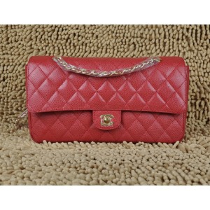 Chanel A01113 Borse Classic Flap Caviar Red Con Hardware Oro