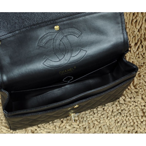 Chanel A01113 Borse Classic Flap In Caviar Black Con Oro Hw