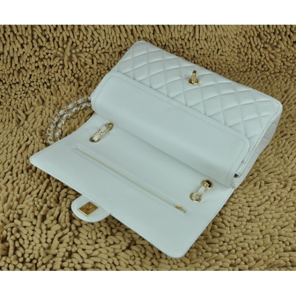 Chanel A01113 Flap Borse Agnello Bianco Con Hardware Oro