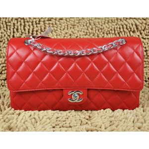 Chanel A01113 Flap In Pelle Di Agnello Borse Rosso Con Hardware