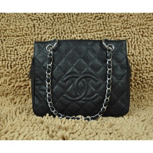 Chanel A58004 Nero Caviar Shopping Borse In Pelle Con Silver Hw