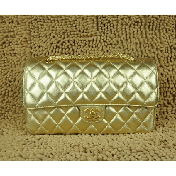 Classico Chanel A01113 In Pelle Di Agnello Doro Con Gold Flap B