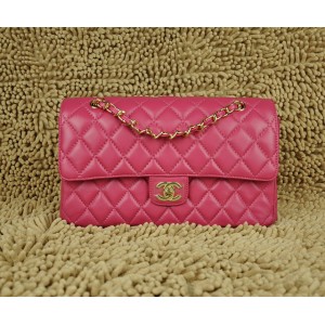 Rose Red Chanel A01113 Flap Borse Agnello Con Hardware Oro