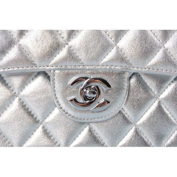 A01113 Chanel Quilted Flap Borse Pelle Di Agnello Con Shw Argent