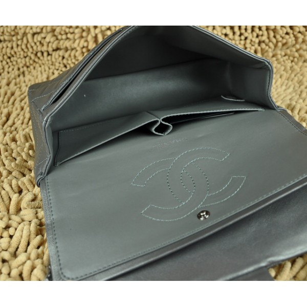 A30226 Chanel Classic Flap Borse Agnello Grigio Matellica