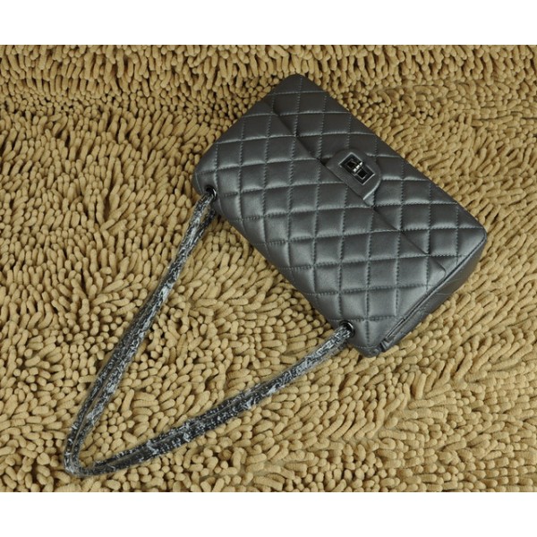 A30226 Chanel Classic Flap Borse Agnello Grigio Matellica