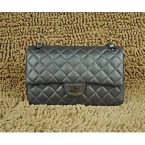 A30226 Chanel Classic Flap Borse Agnello Grigio Matellica