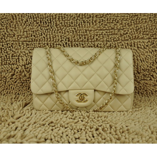 Agnello Chanel Jumbo Flap Bag A28600 Albicocca Con Oro Hw