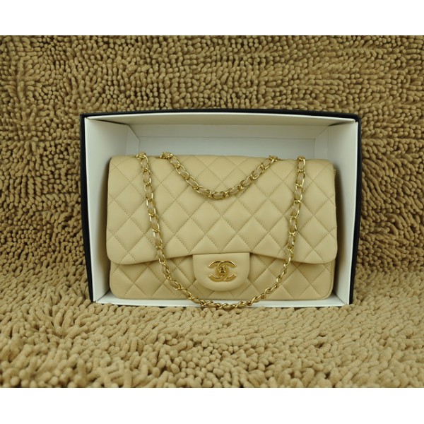 Agnello Chanel Jumbo Flap Bag A28600 Albicocca Con Oro Hw