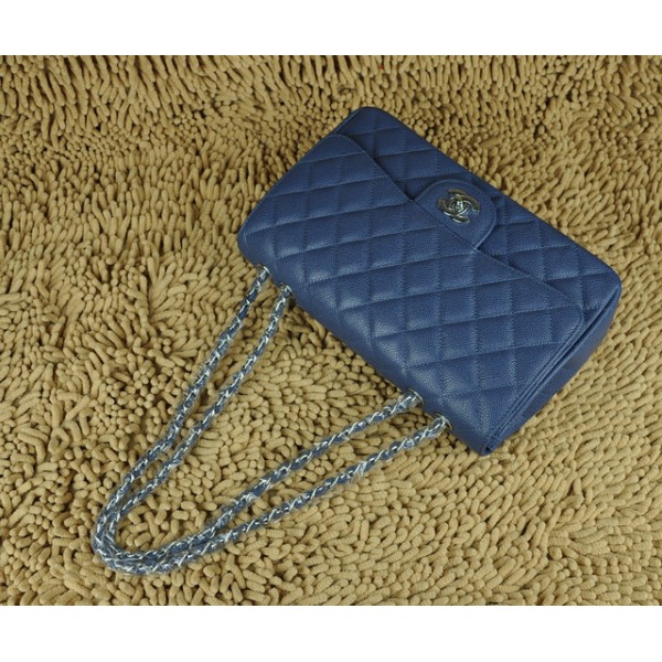 Blu Borse Chanel A28600 Jumbo Flap Con Grani Dargento Hw