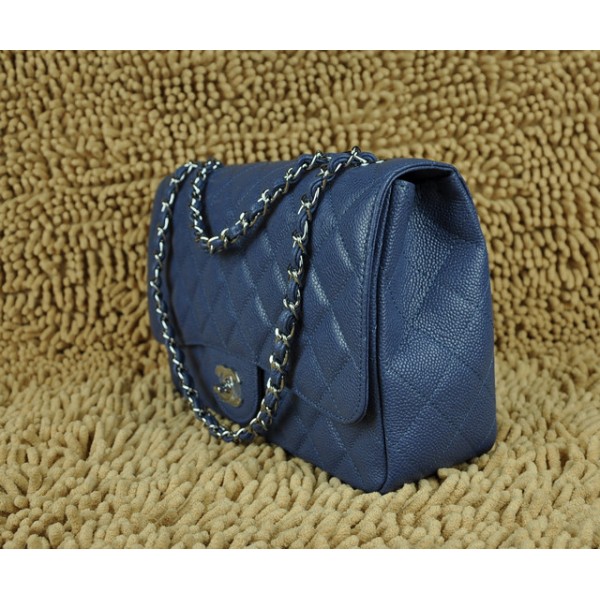 Blu Borse Chanel A28600 Jumbo Flap Con Grani Dargento Hw