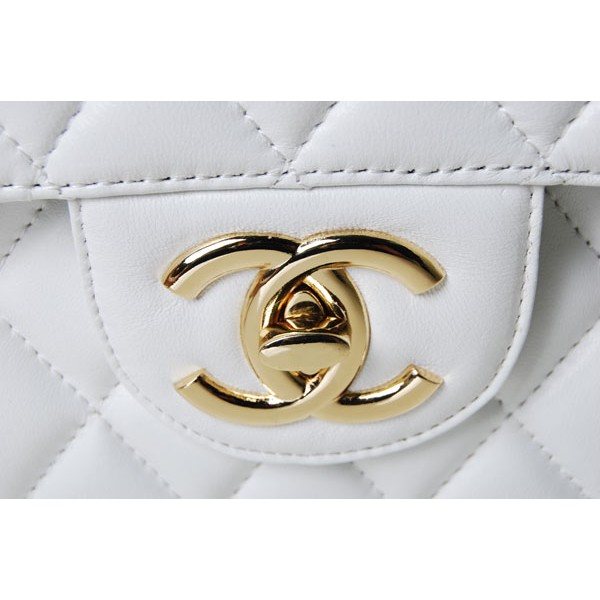 Borse Chanel 48022 Flap Agnello Bianco Con Logo Cc Gran