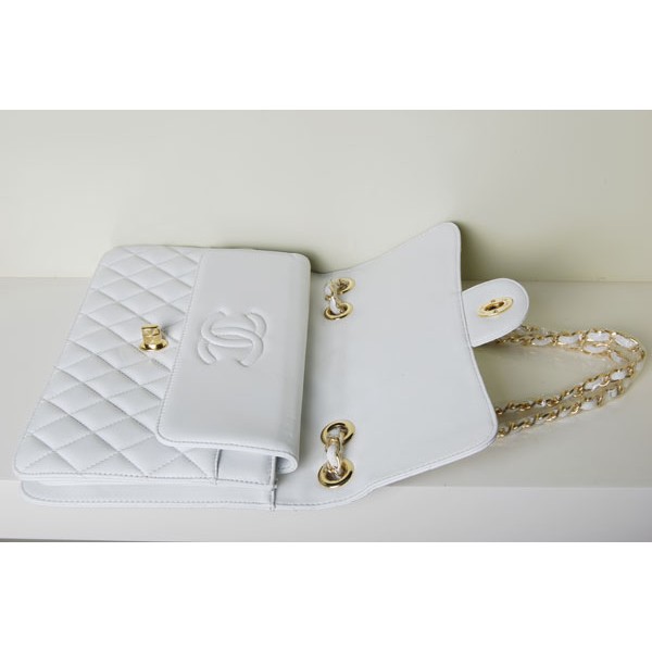 Borse Chanel 48022 Flap Agnello Bianco Con Logo Cc Gran