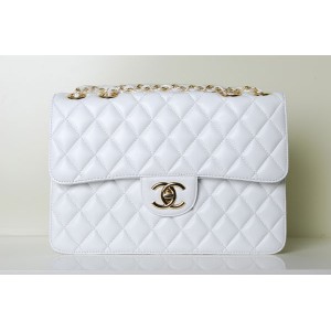 Borse Chanel 48022 Flap Agnello Bianco Con Logo Cc Gran