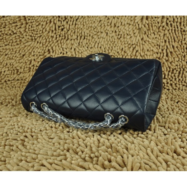 Borse Chanel A28600 Flap Agnello Blu Jumbo Con Hardware Argento