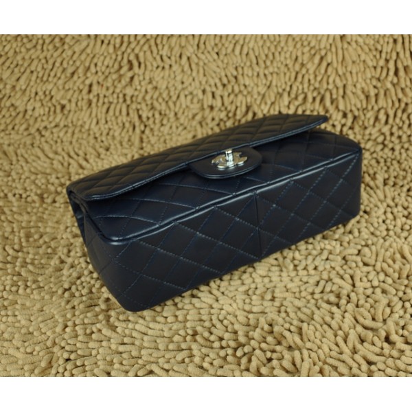 Borse Chanel A28600 Flap Agnello Blu Jumbo Con Hardware Argento
