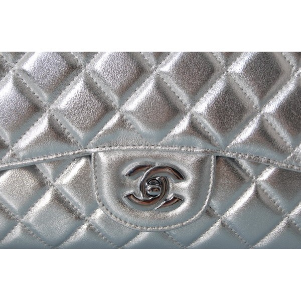 Borse Chanel A47600 Maxi Flap Argento Agnello Con Hardware Argen