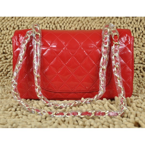 Borse Chanel Flap A01112 In Vernice Rossa Con Finitura Oro