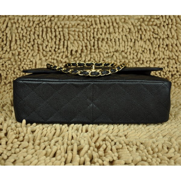 Borse Chanel Flap Jumbo A28600 In Pelle Fiore Nero Con Oro Hw