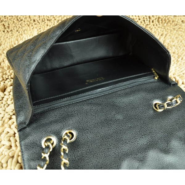 Borse Chanel Flap Jumbo A28600 In Pelle Fiore Nero Con Oro Hw