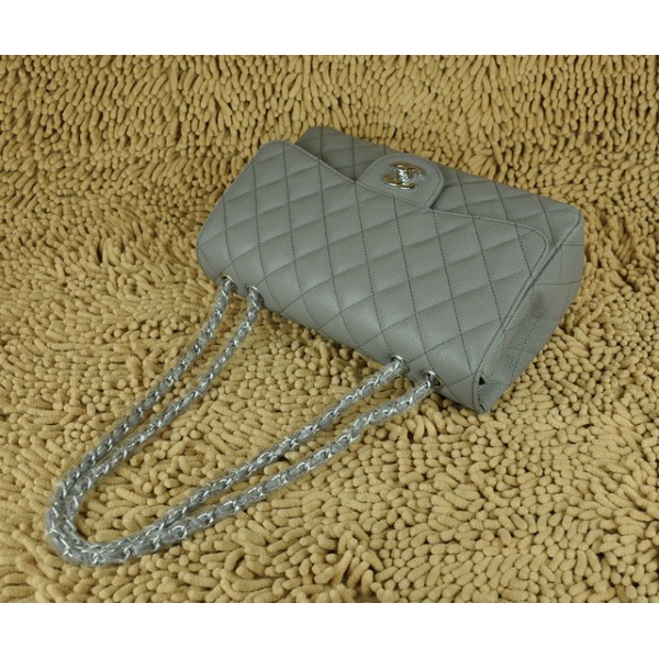 Borse Chanel Flap Jumbo A28600 In Pelle Grigia Con Grani Dargen