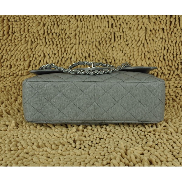 Borse Chanel Flap Jumbo A28600 In Pelle Grigia Con Grani Dargen