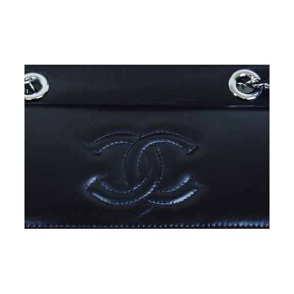 Borse Chanel Flap In Pelle Di Agnello Nero Con 48022 Argento Hw